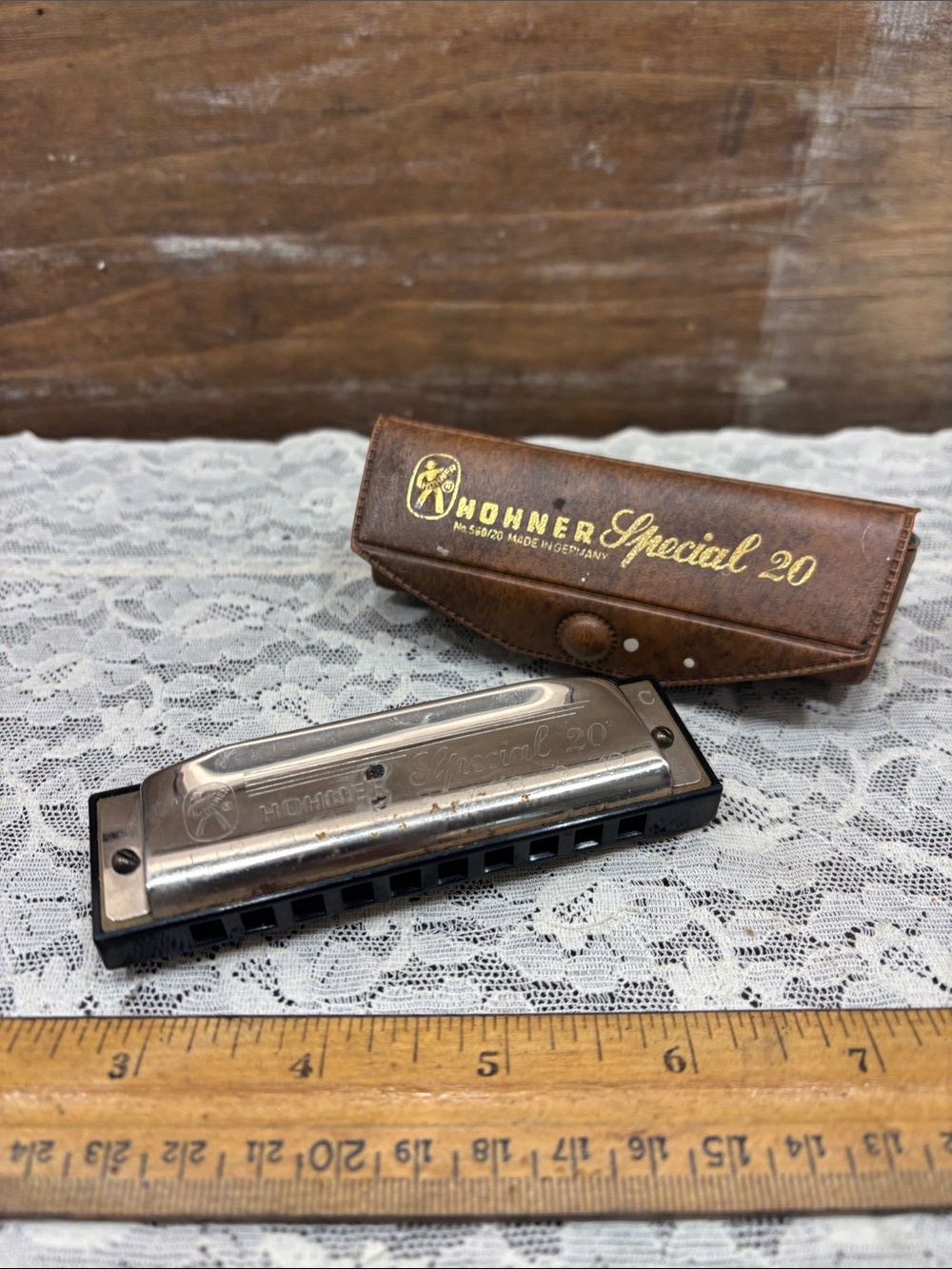 Special 20 Harmonica in Silver with Brown Case Vintage